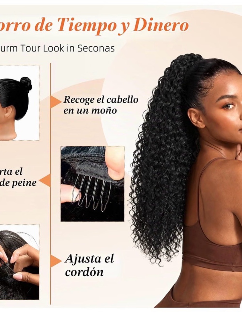 Curly High Ponytail Hairpiece - Black - Unbranded